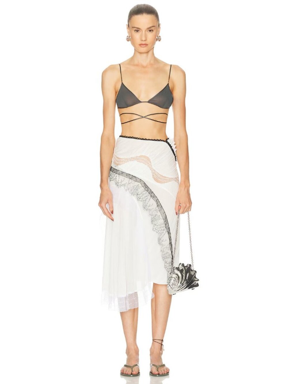Christopher Esber Vespertine Lace Skirt in Clear Blue & Multi